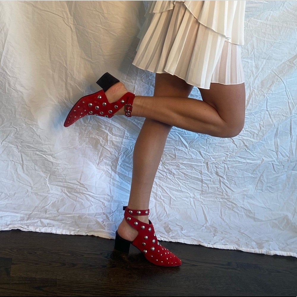 Red and silver booties
